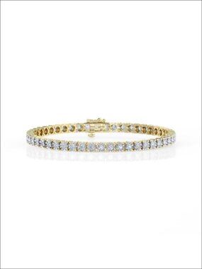 14K Yellow Gold Plated Sterling Silver Lab Grown Diamond Tennis Bracelet 7 Inch